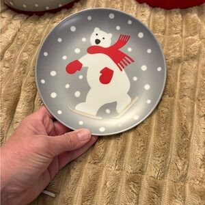 Crate and barrel Winter Polar Bear Decorative Plate - (7 total sold as set)
